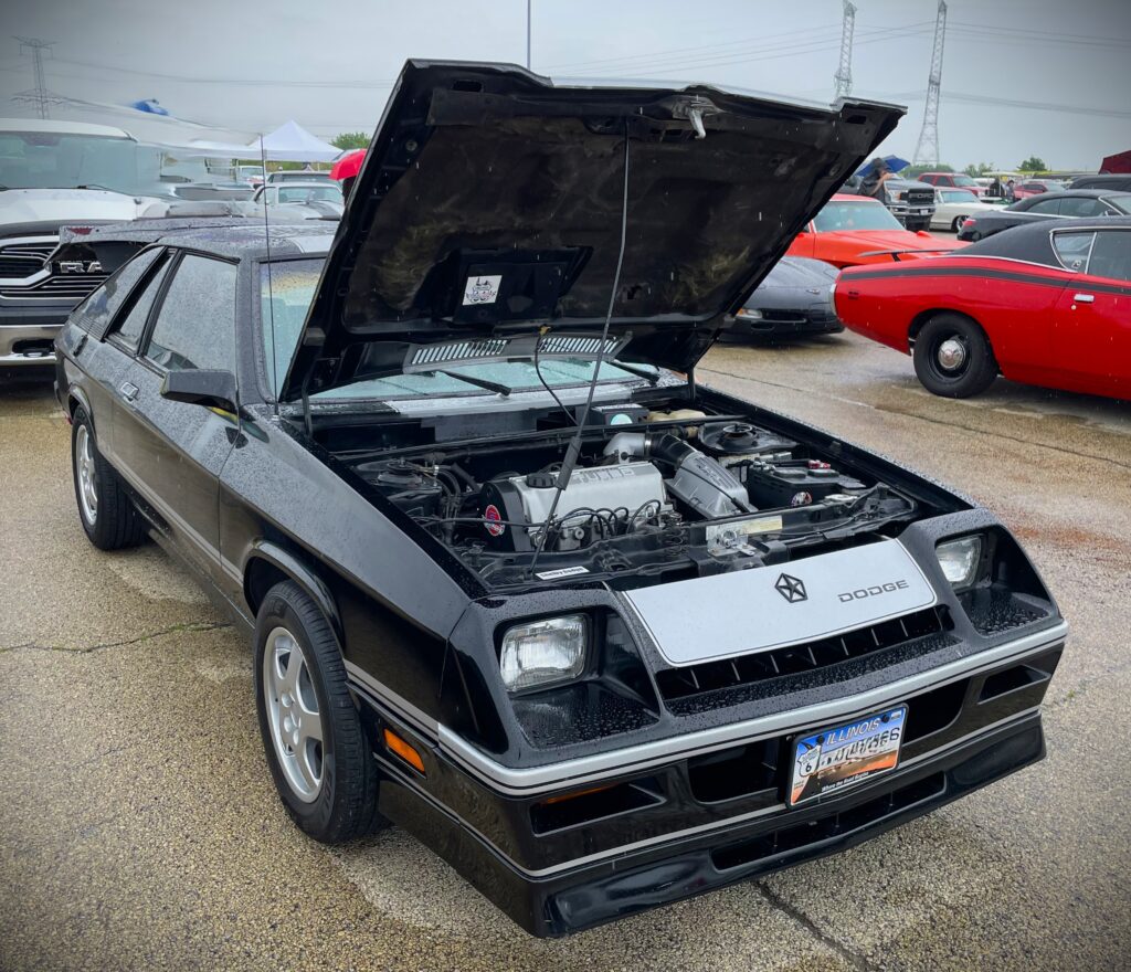 1985 Dodge Shelby Charger with hood up