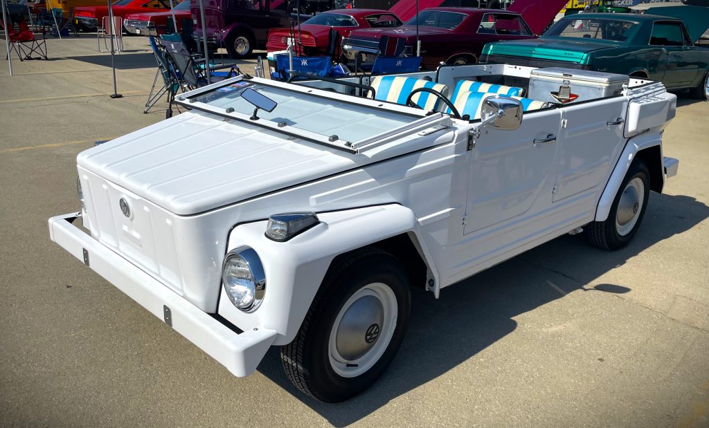 White Volkswagen thing with windshield down